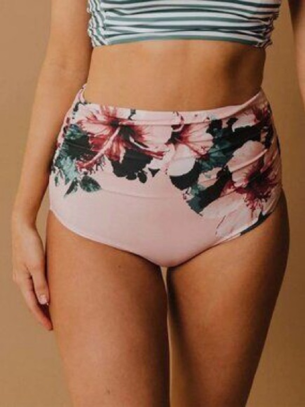Albion Pink Floral High-Waist Bikini Bottoms